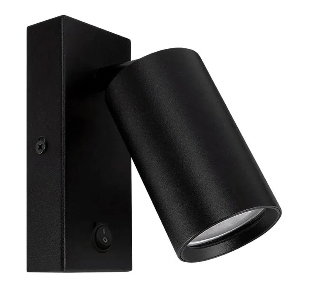 Aplique de Pared Negro con Interruptor de Encendido