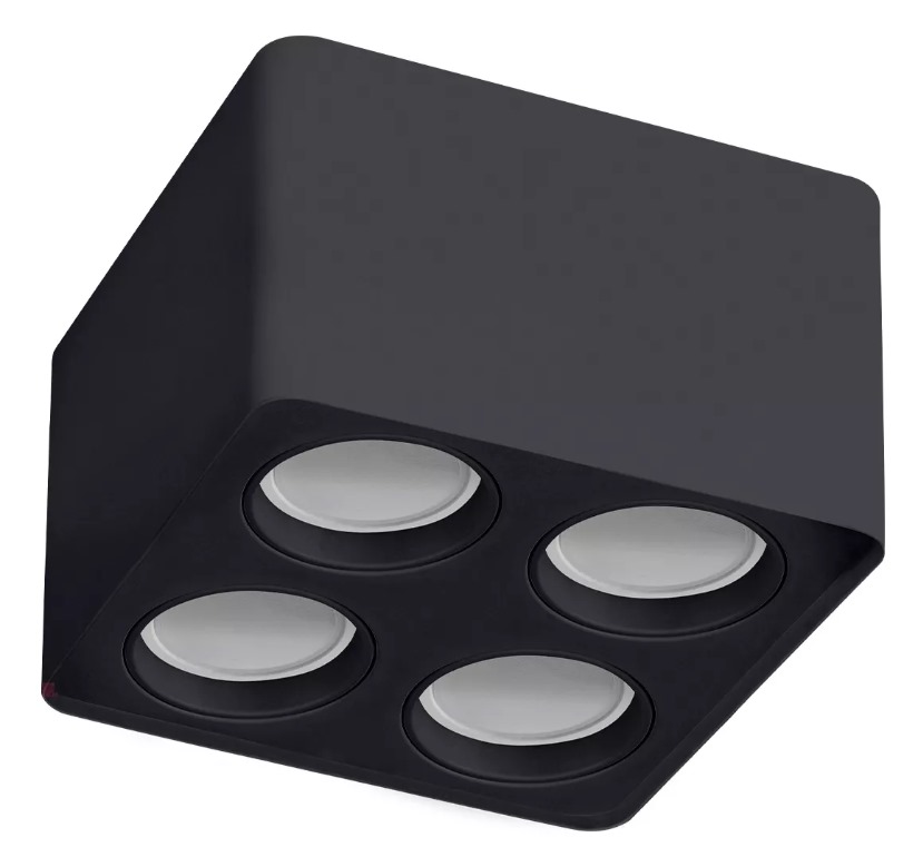 Caja Aplique para 4 GU10 Negra