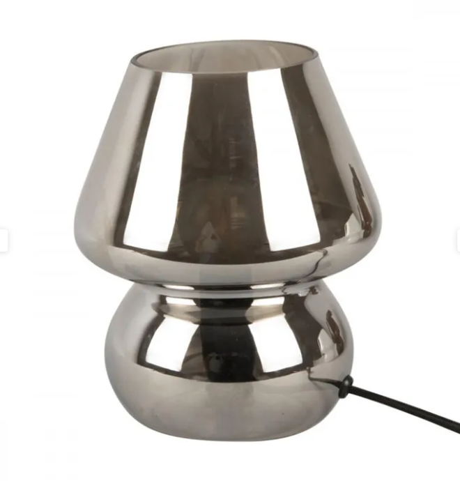 Luminaria de mesa tipo Hongo de Vidrio Gris