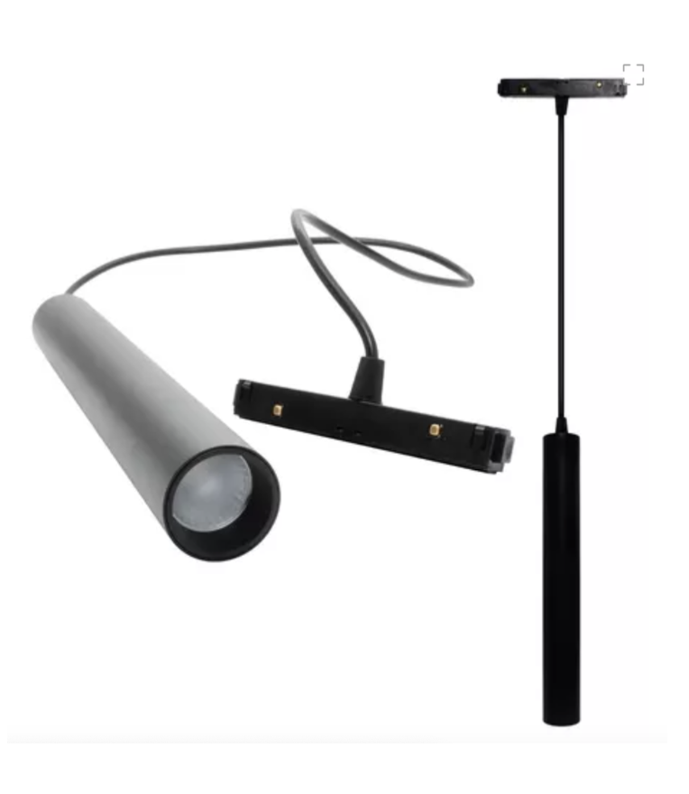 Luminaria Colgante Imantada para Riel 12W Luz Cálida Negro