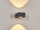 Aplique Cuadrado de exterior Negro 2*3W Luz Cálida Bidireccional