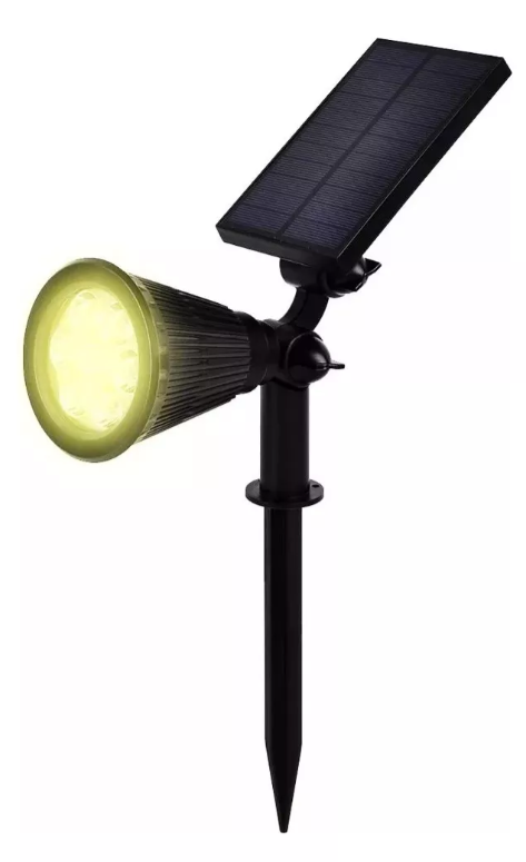 Luminaria tipo Pincho para exterior con panel solar Cálido