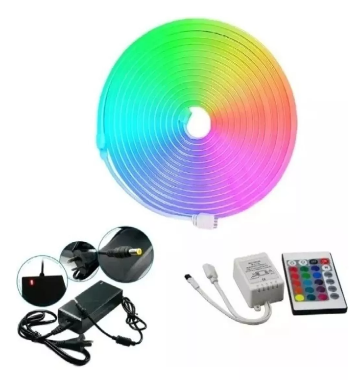 Tira Neon 230v RGB 5 Metros (Incluye Cable y Controlador)