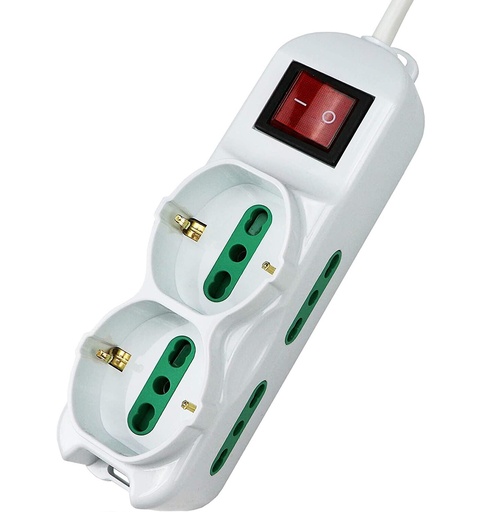 [203073] Alargue de 4 tomas de 10A + 2 Shucko con interruptor de encendido