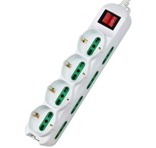 [203081] Alargue de 8 tomas de 10A + 4 Shucko con interruptor de encendido