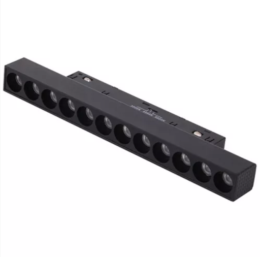 [DIR12WC] Luminaria Lineal Imantada para Riel 12W Luz Cálida Negro