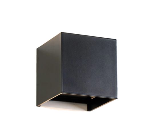 [MK-2002-S] Aplique Cubo de exterior Negro 2*3W Luz Cálida Bidireccional