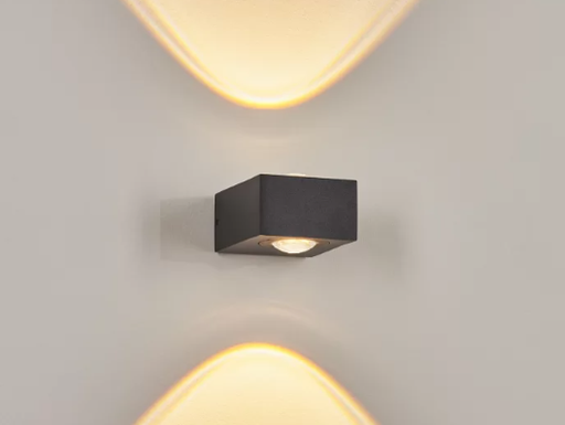 [MK-F819-2B] Aplique Cuadrado de exterior Acarea - Negro Bidireccional