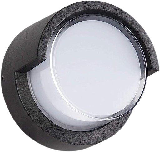 [MK-F843Y] Aplique Redondo de exterior Negro 12W 230V Luz Cálida